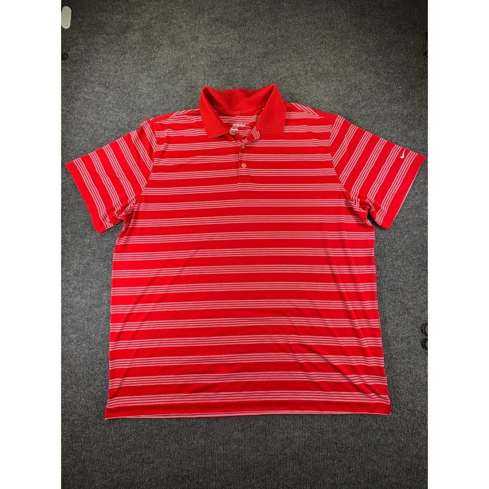 Nike Golf Tour Performance Mens‎ 3XL Red Striped Dri-FIT Polo Shirt 452505-657
